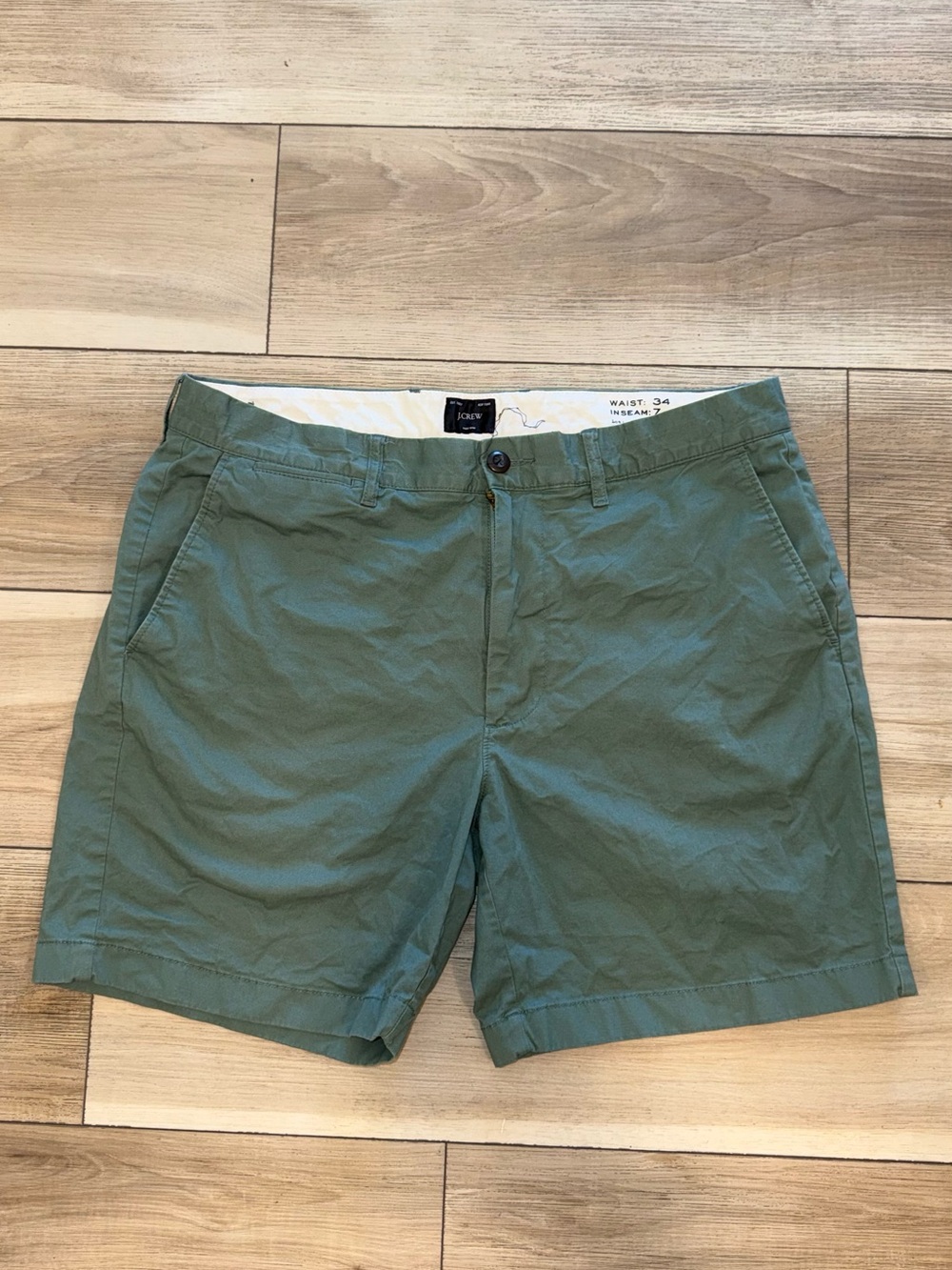 J. Crew Men's Olive Green Flat-Front Chino Shorts